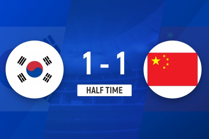 半场-中国女足1-1韩国女足 姚伟世界波破门张瑟琪补射扳平